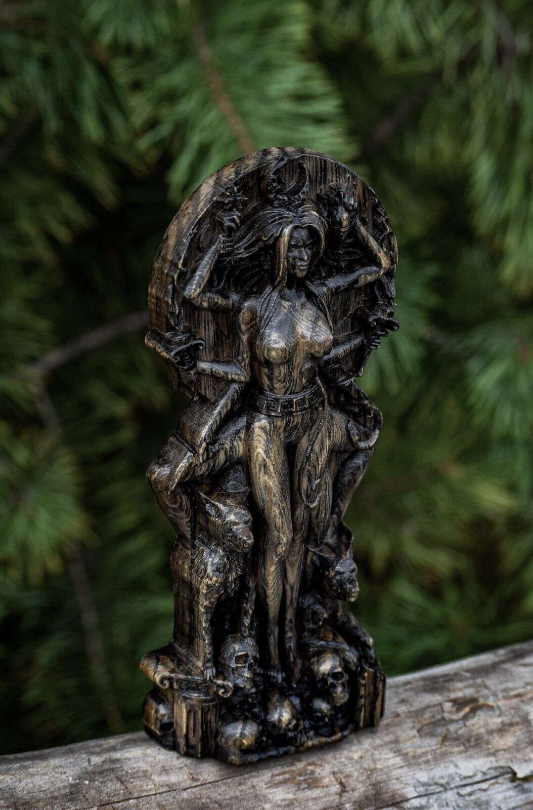 Embrace Ancient Wisdom Handcrafted Wooden Statue Greek Goddess Hecate New Gift