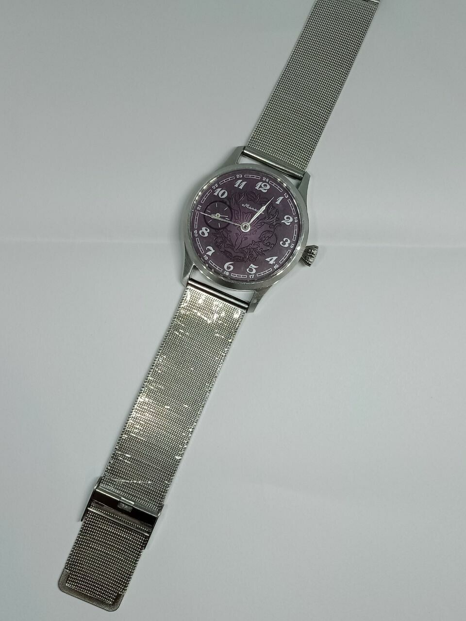 Vintage Watch USSR MOLNIJA Marriage 3602 Mechanical Wristwatch 18Jewels Red Dial