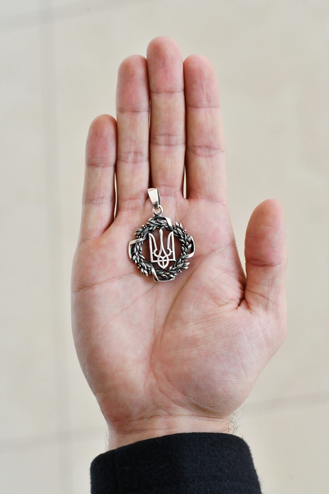 Pendant Ukrainian Trident Tryzub Ukraine Necklace Jewelry UA Silver 925