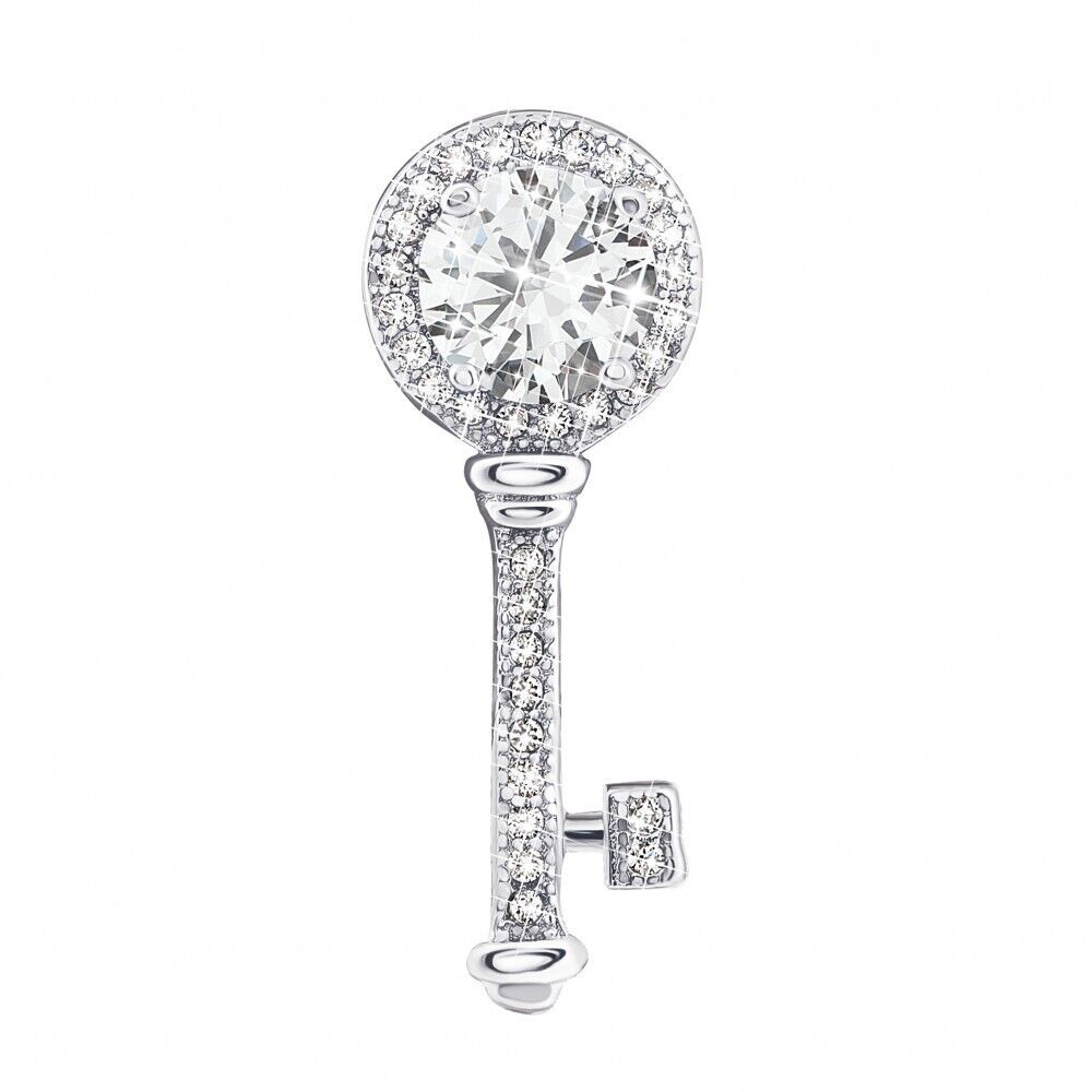 Silver 925 Pendant Key Charm Nice Excellent Stones Jewelry Necklace