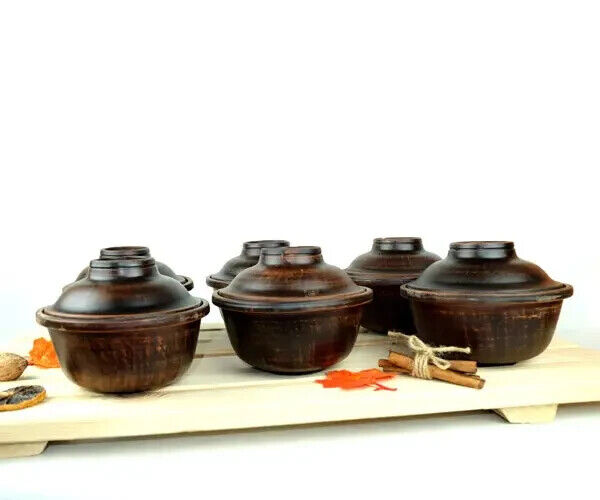 Baking Clay pot w/ lid Stoneware Cookware Ceramic Soup Coffee Bowl Dishes Tea