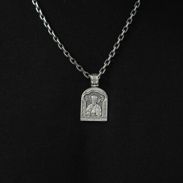 Silver 925 Pendant St Nicholas Ладанка Святой Николай Jewelry Necklace