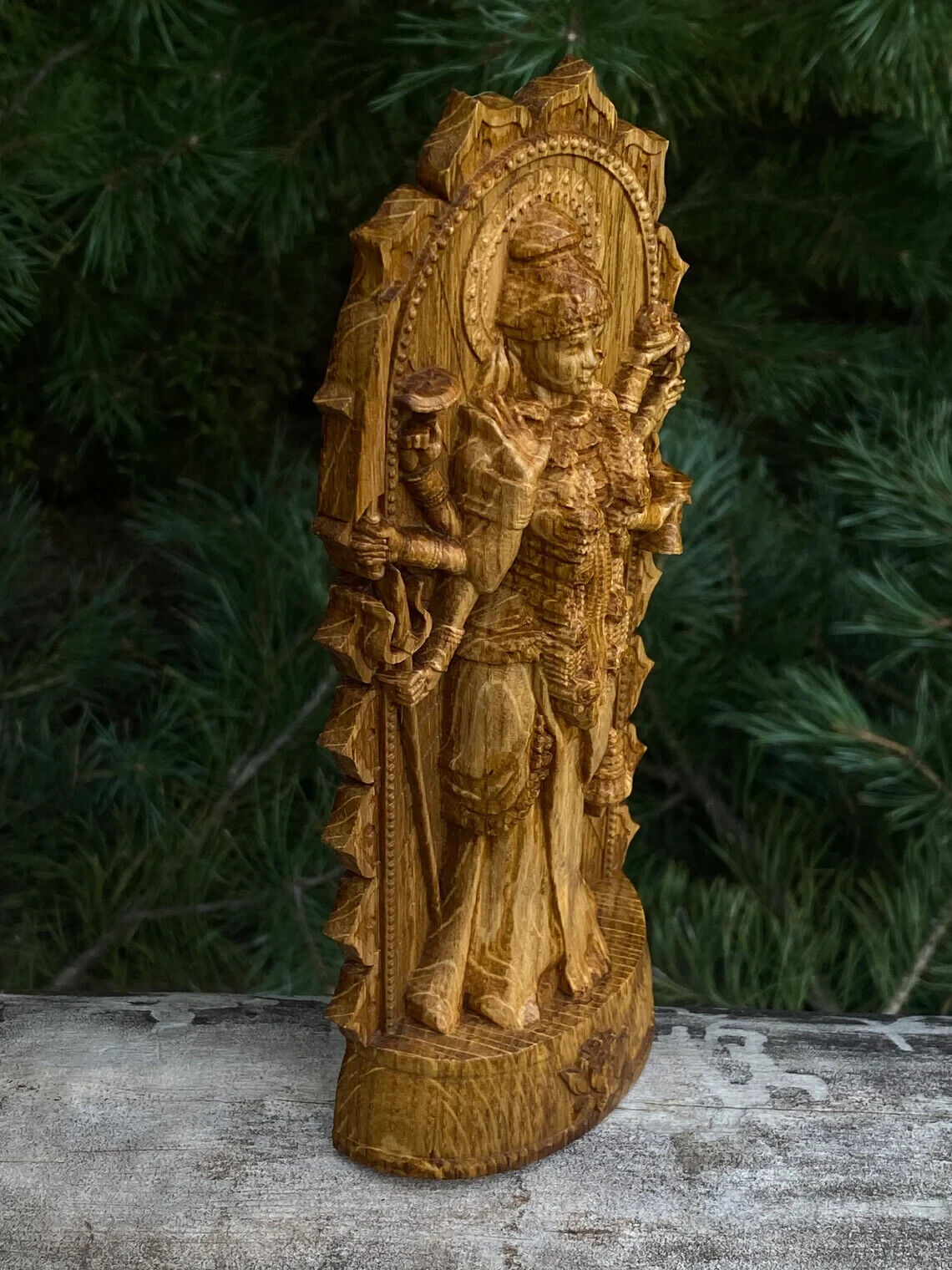 Statue of Durga, Indian, Hindu goddess Wood Carved Figurine Sculpture New Gift