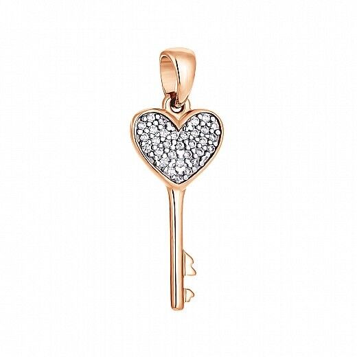 Pendant Ukrainian Heart Key Ukraine Necklace Jewelry Charm 14k gold (585)