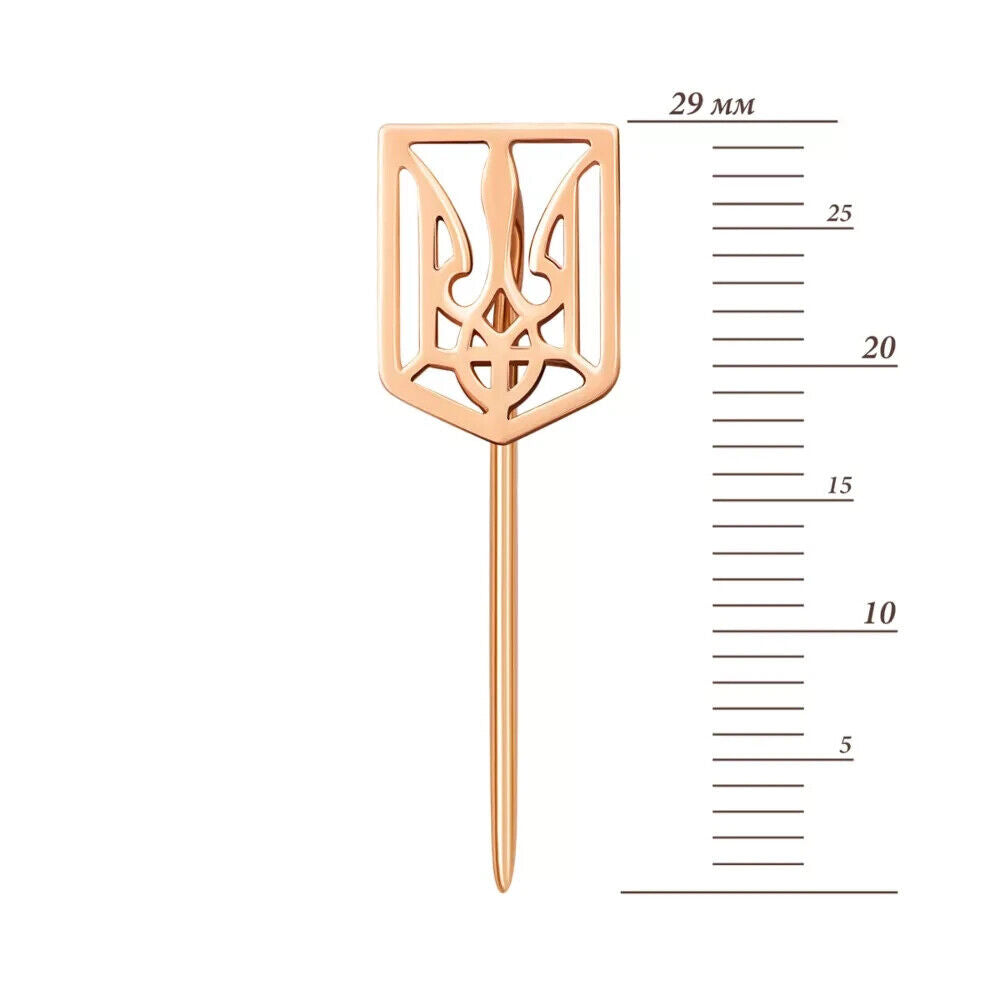 Hair Pin Brooch Ukrainian Trident Tryzub Ukraine Women Jewelry 14k gold (585)