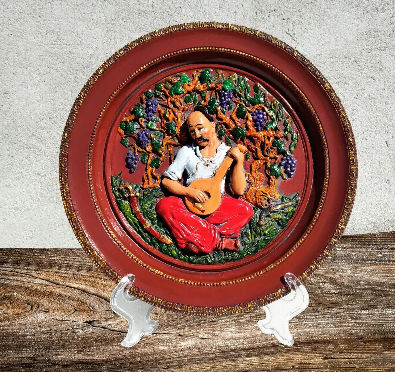 Decorative Plate Kozak Mamai Hand-painted Ukrainian Symbol Kazak Ukraine UA