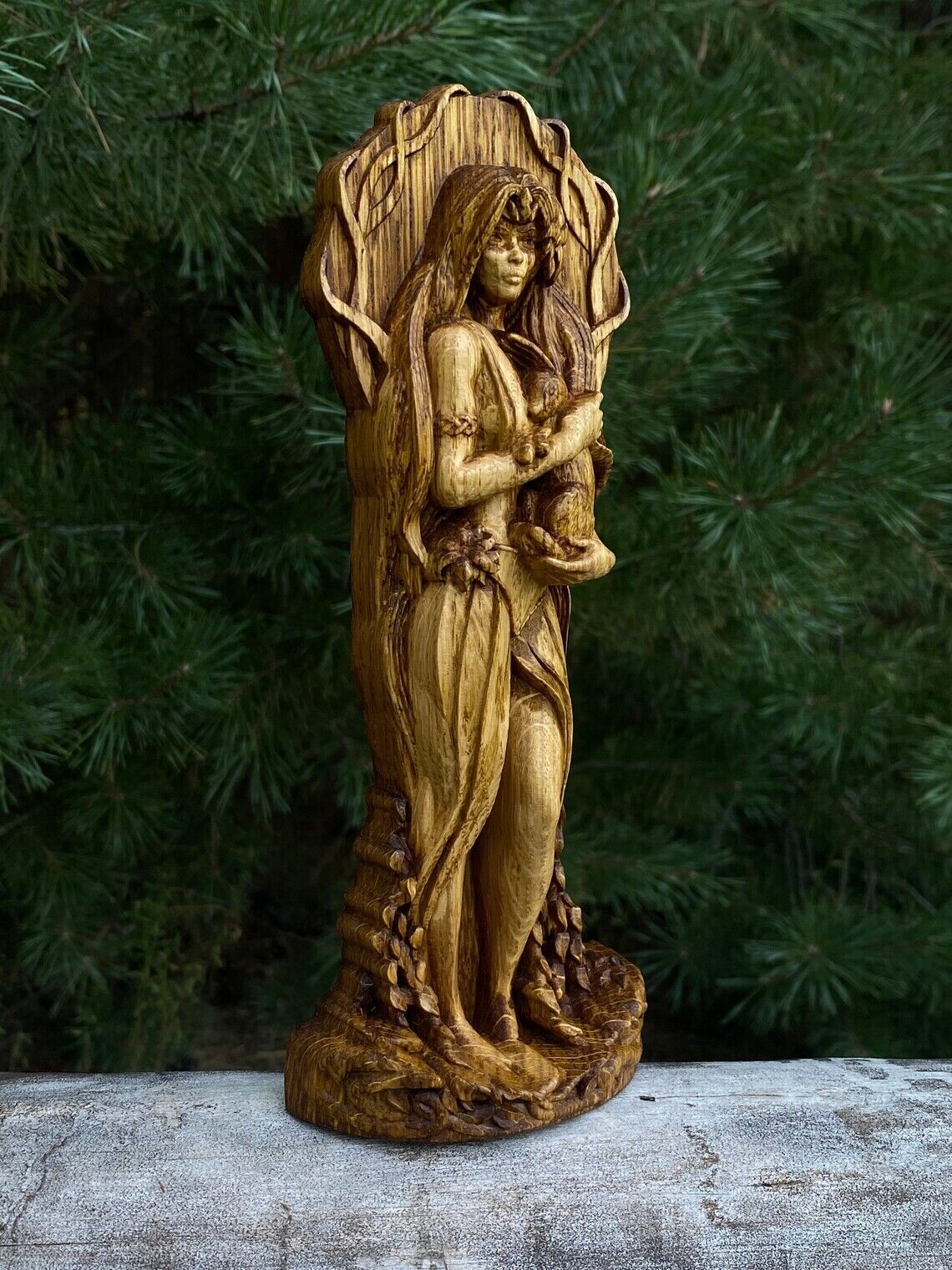 Goddess Ostara Handcrafted Wooden Statue - Embrace the Spring Equinox New Gift