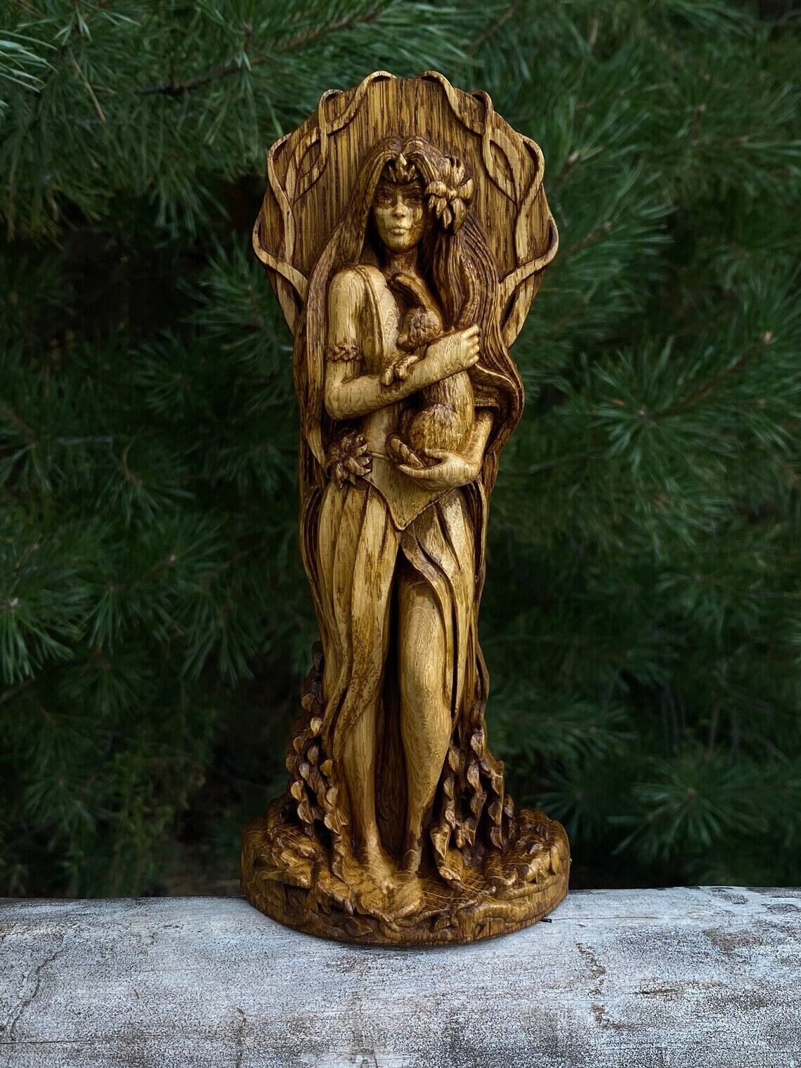 Goddess Ostara Handcrafted Wooden Statue - Embrace the Spring Equinox New Gift