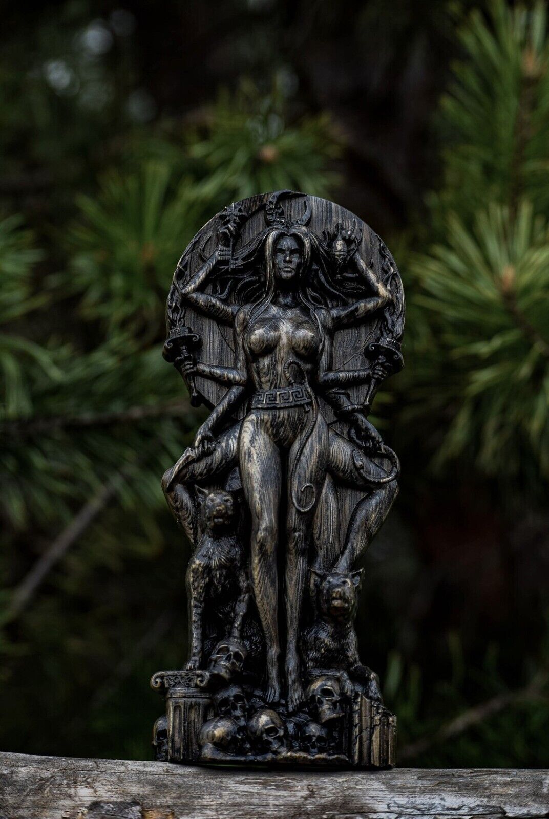 Embrace Ancient Wisdom Handcrafted Wooden Statue Greek Goddess Hecate New Gift