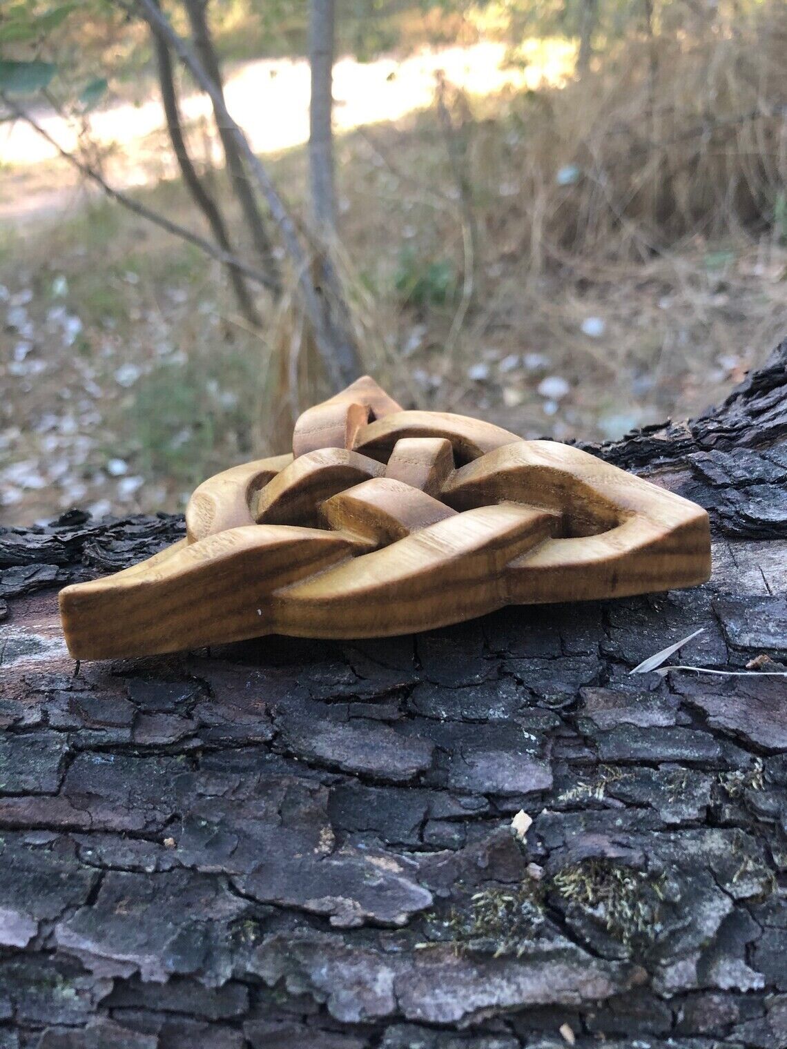 Wood carved Triquetra, Hand carved, Triquetra Decor Wooden Gift New