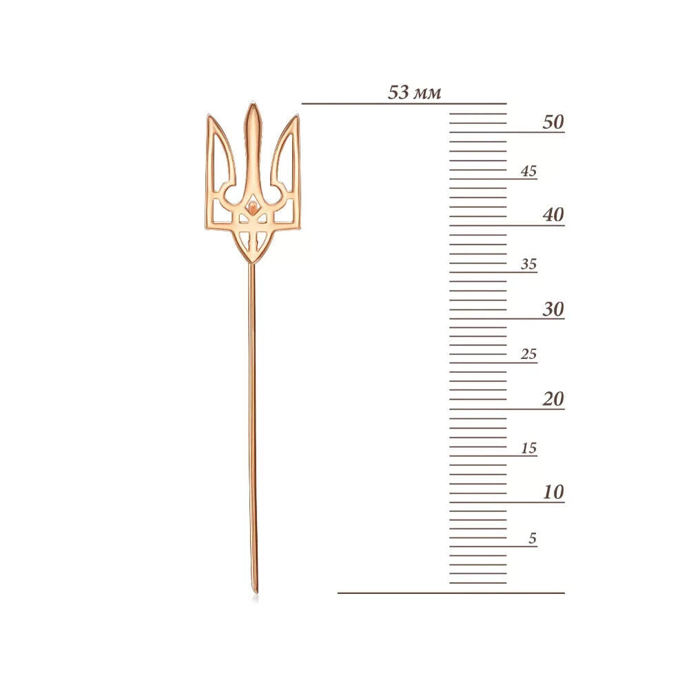 Hair Pin Brooch Ukrainian Trident Tryzub Ukraine Women Jewelry 14k gold (585)