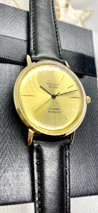Poljot de Luxe Mens Watch Shockproof Ultra Slim Wristwatch USSR Soviet Serviced