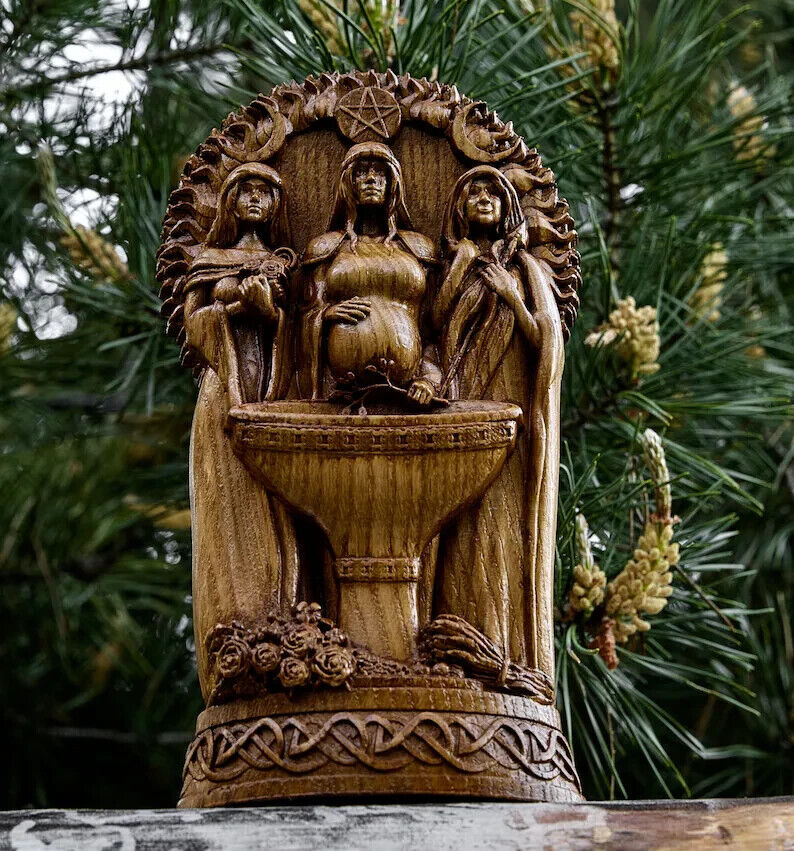 Embrace Celtic Heritage Handcrafted Wooden Statue of Celtic Goddess Bridget Gift
