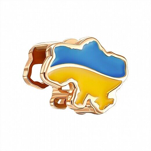 Pendant Ukrainian Map Flag Ukraine UA Necklace Jewelry Charm 14k gold (585)
