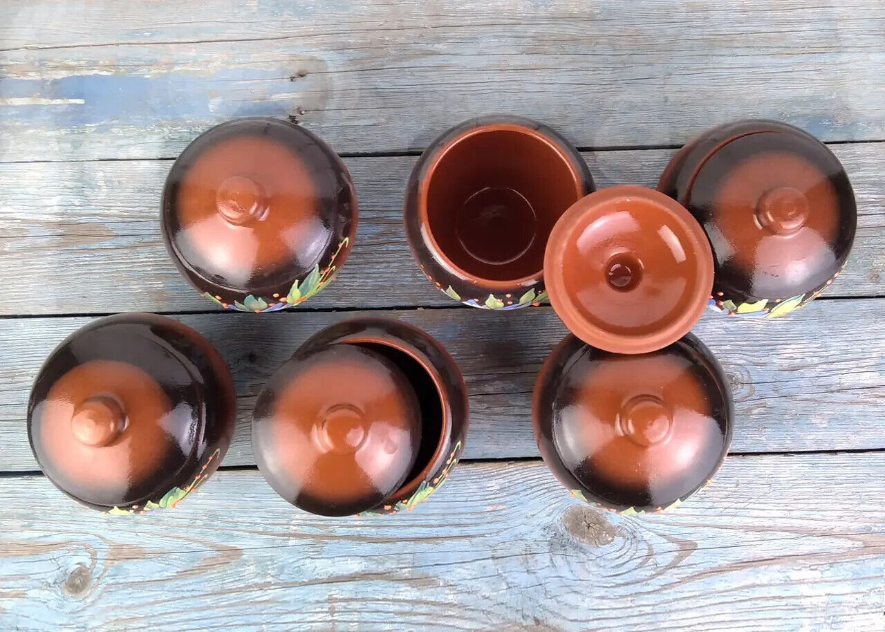 Baking Clay Pot w/ lid Stoneware Cookware Ceramic Honey Soup Fish Meat Potato