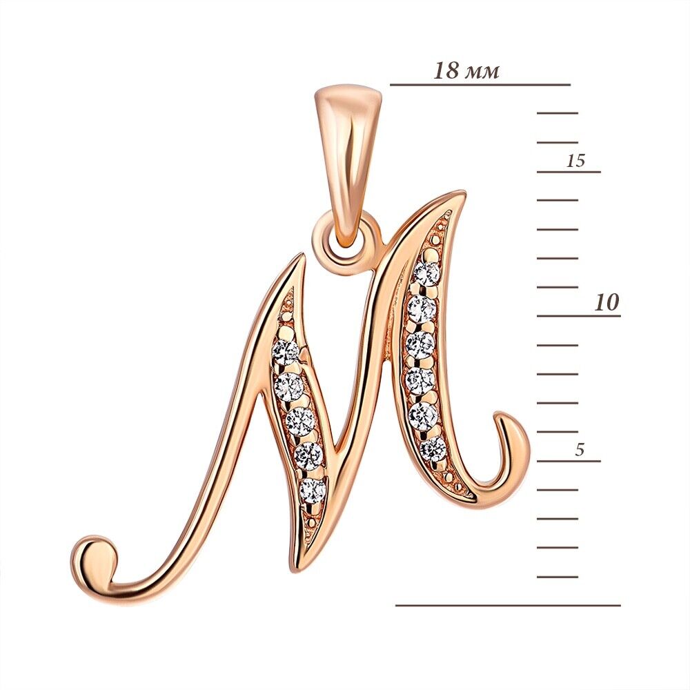 New Pendant - Letter M Name Girl Woman Necklace Jewelry Charm 14k gold (585)