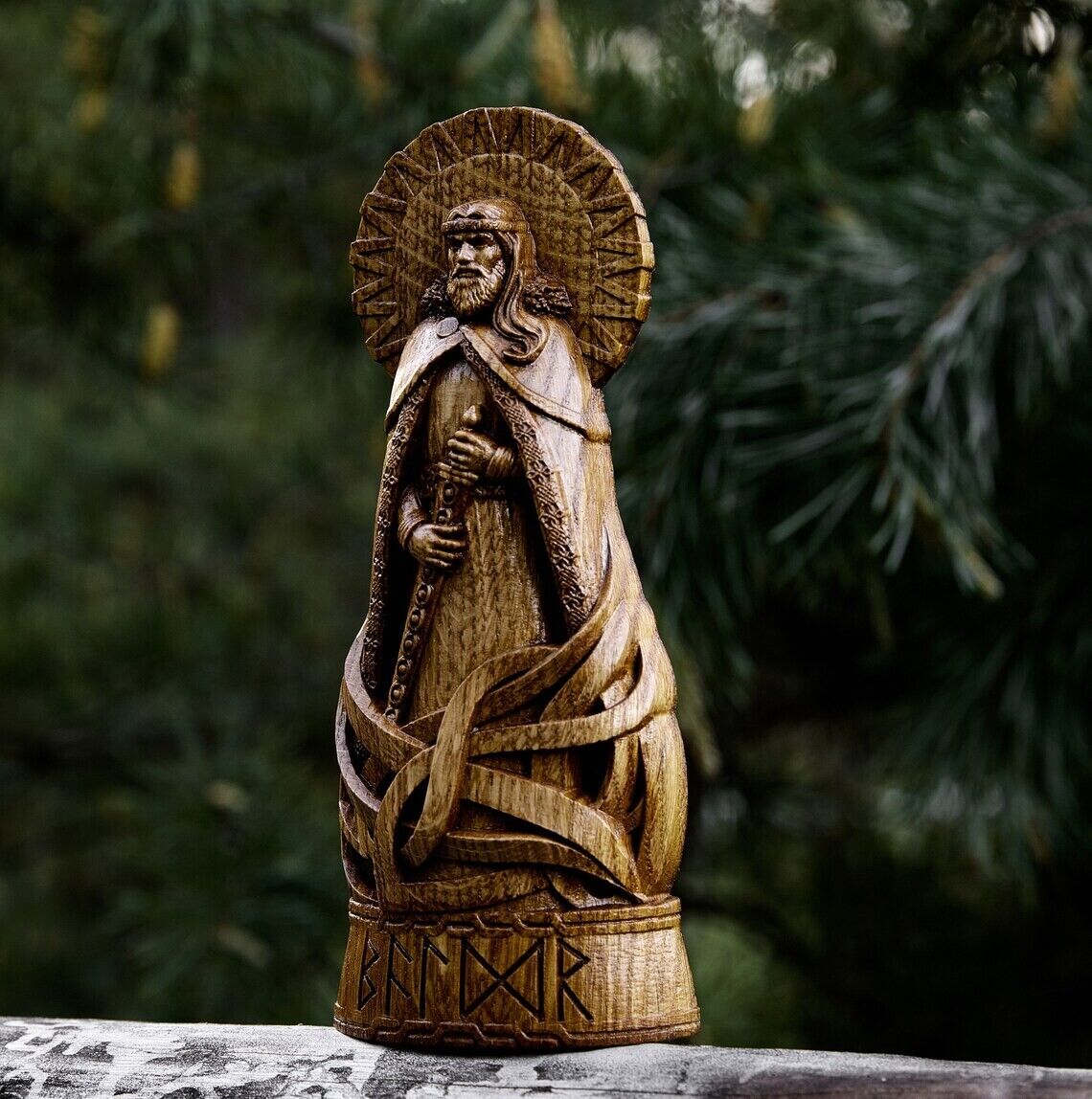 Baldr statue, God viking god Wood carved Pagan paganism God Altar sculpture Gift