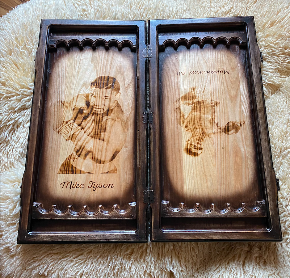 Exclusive Backgammon "Boxing" – Handcrafted Wooden Board for Champions of Strategy and Strength (58x28cm / 22.8x11 inches)