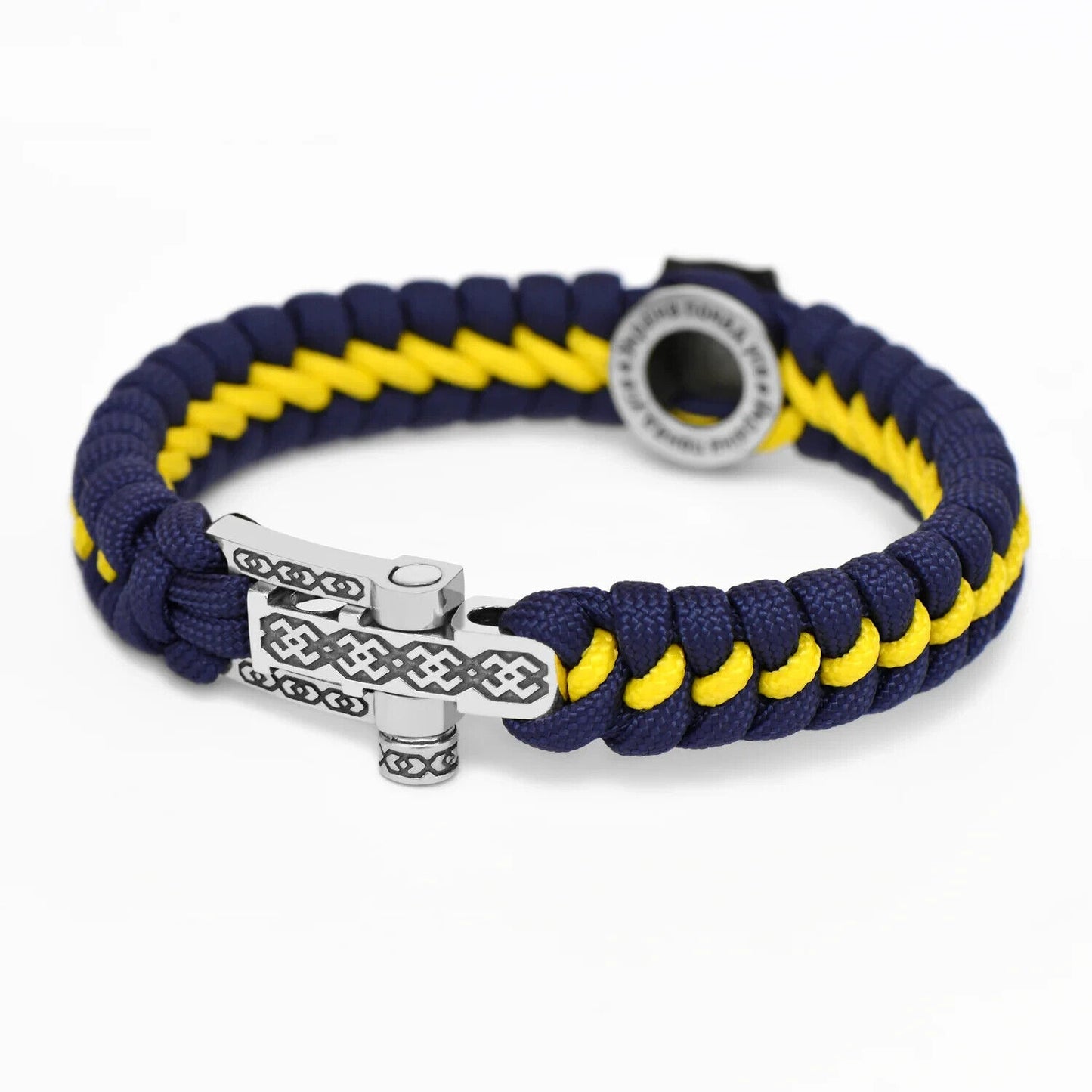 Bracelet - Silver 925 Trident Ukraine & Yellow Blue Thread Тризуб України