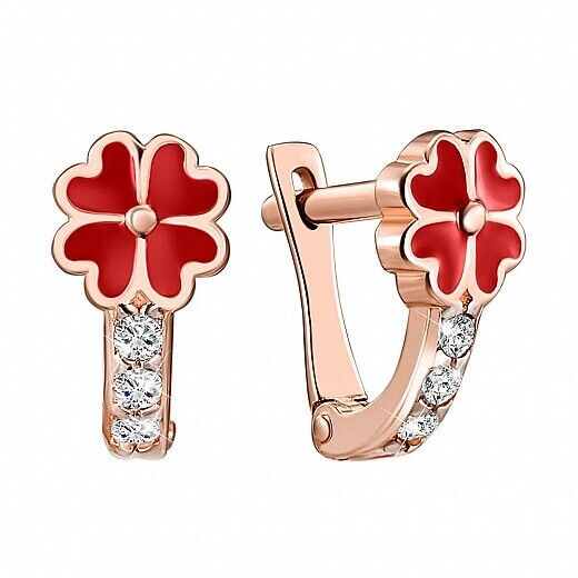 Earrings Ukrainian Сhild of Ukraine Symbol Flower Jewelry Charm 14k gold (585)