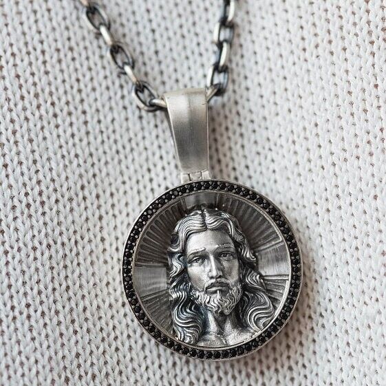 New Silver Pendant Jesus Christ Sterling Necklace Charm Gift Orthodox Silver 925