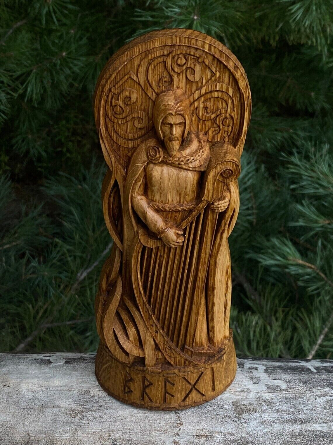 Bragi God Viking Wooden Carved Statue Pagan Pagan God Altar Sculpture Pantheon