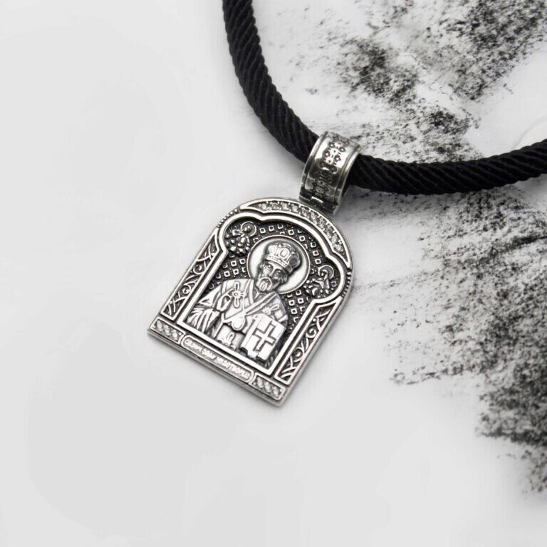 Silver 925 Pendant St Nicholas Ладанка Святой Николай Jewelry Necklace