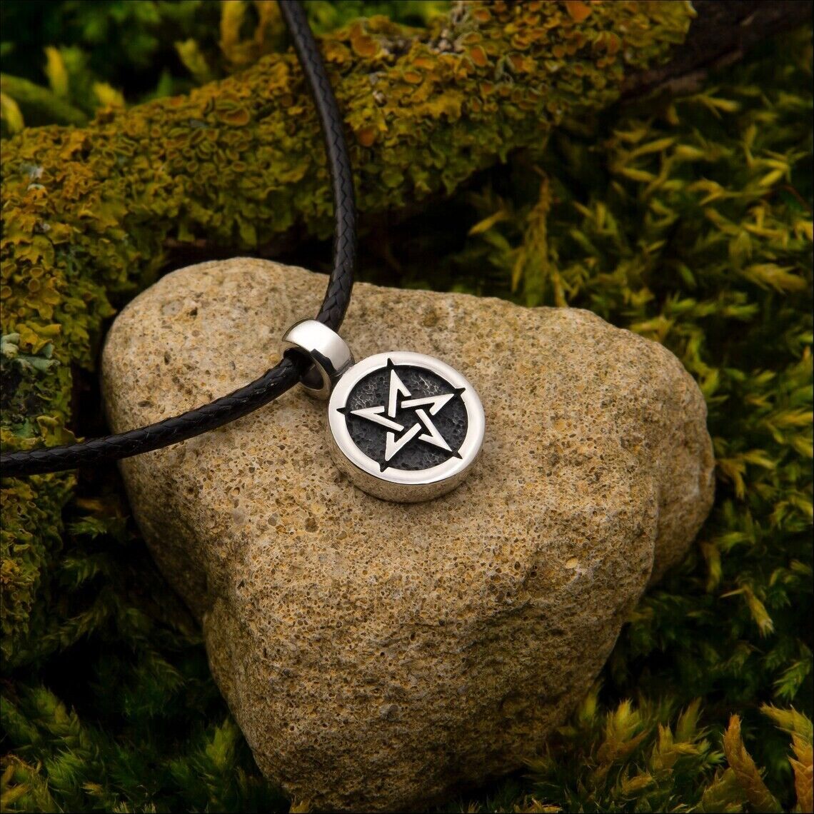 Inverted Pentagram Satan Magic Amulet Pentacle Gift Necklace Pendant Silver 925