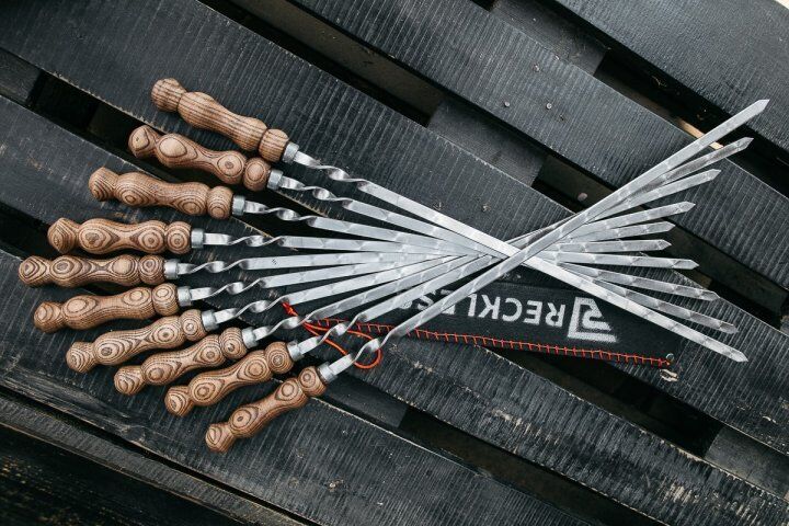 29" Exclusive Handmade Camping Set of Skewers BBQ 10pcs with soft case 75cm