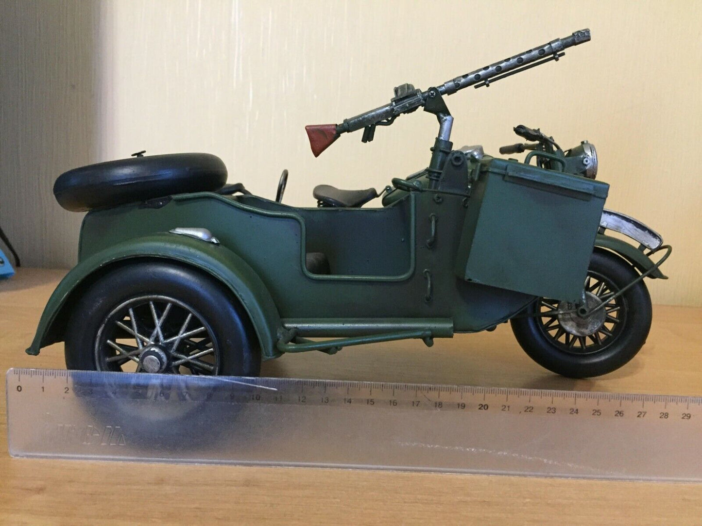 13.5" Amazing Motorcycle Scale Model German Deutsch Vintage WWll Handmade Vintag