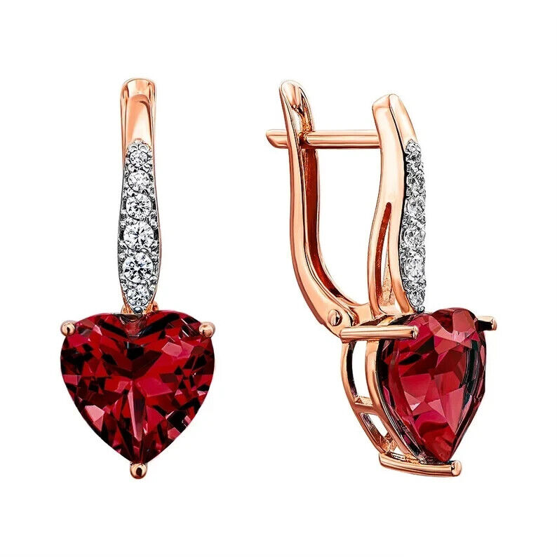 New Garnet Earrings Solid Huggy Earrings Delicate Gift Jewelry 14k gold (585)