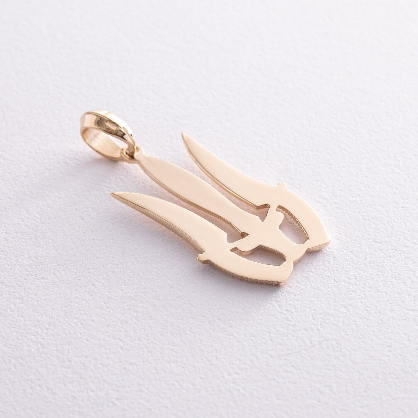 Pendant Ukrainian Trident Tryzub Ukraine Necklace Jewelry Charm 14k gold (585)