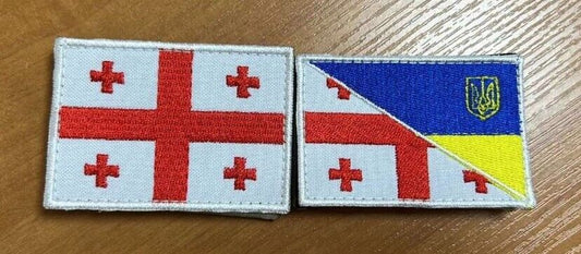 Lot of 2 - Ukraine Patch Flag of Georgia + flag of Ukraine