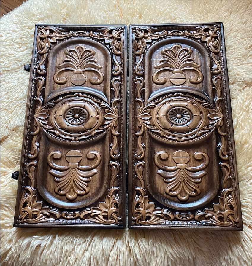 Artwork Backgammon "All-Seeing Eye" - "Lord of the Rings" – Enigmatic Handcrafted Wooden Backgammon Set (58x28cm / 22.8x11 inches)