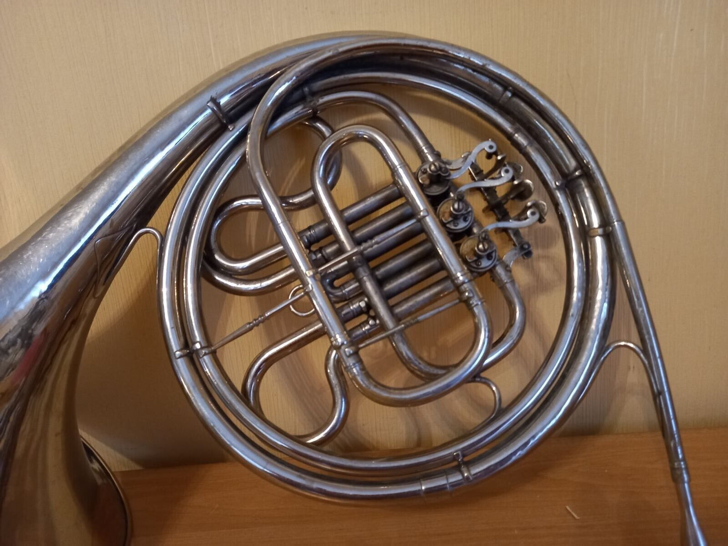 French Horn in F - USSR Leningrad Soviet Trumpet Old 3 Valve Vintage and Rare