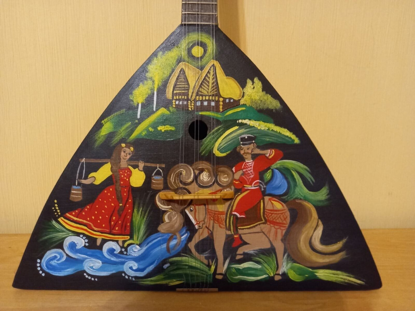 Balalayka Folk Instrument USSR Soviet Balalaika Hand Painted Vintage