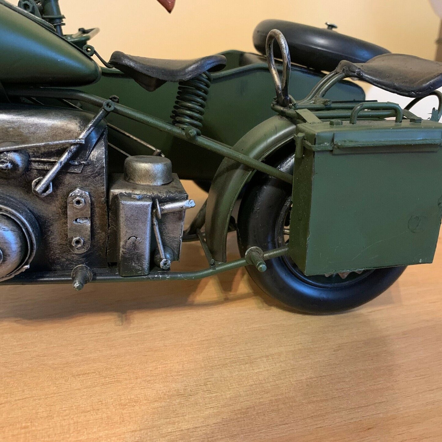 13.5" Amazing Motorcycle Scale Model German Deutsch Vintage WWll Handmade Vintag