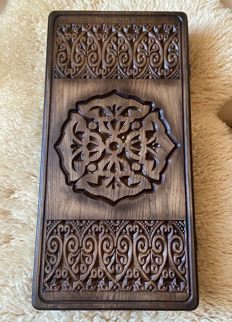 Artwork Backgammon "Tracery Ornament" – Exquisite Handcrafted Wooden Backgammon Set (58x28cm / 22.8x11 inches)