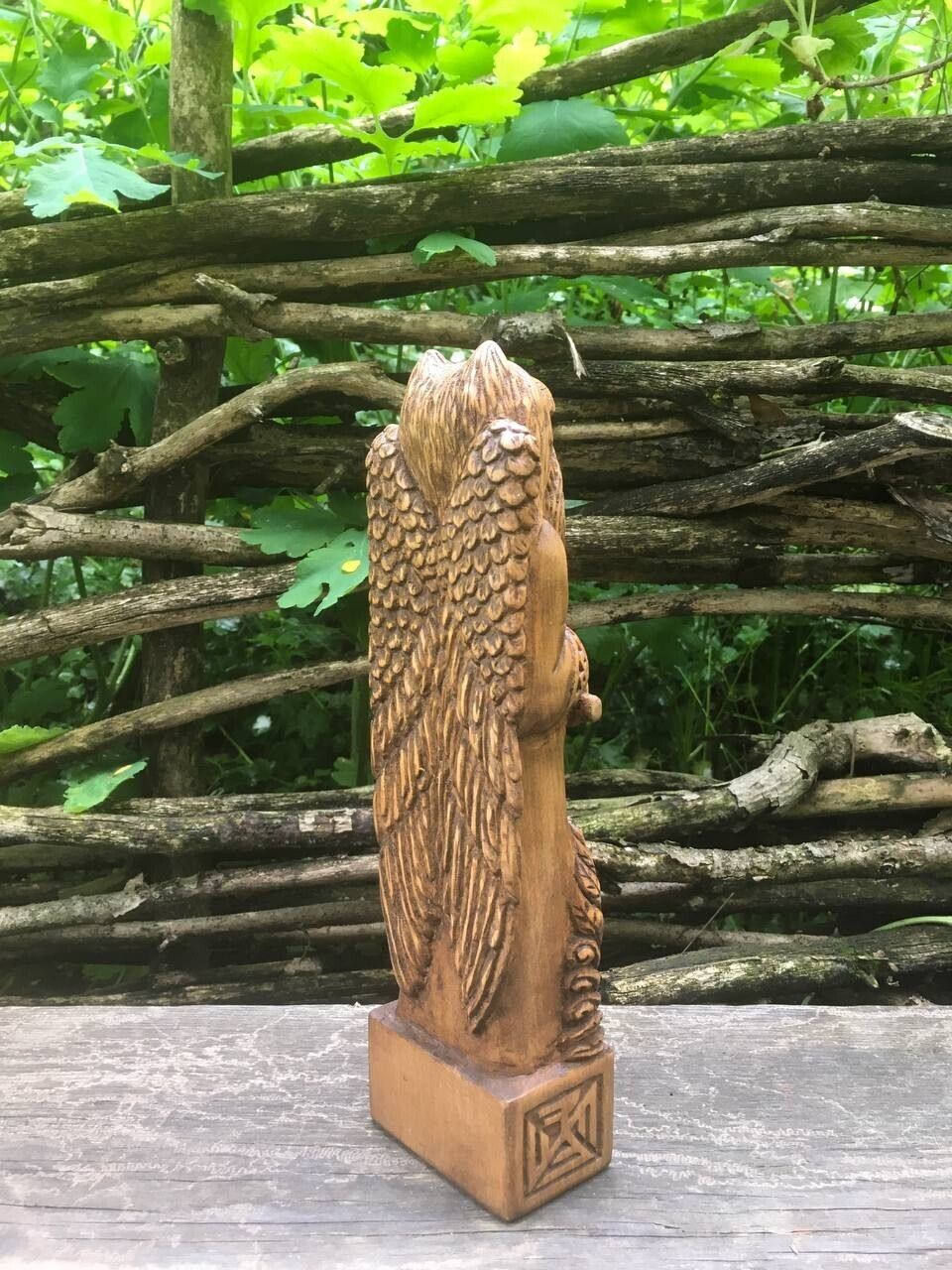 Semargl Statue Slaviс God Wooden Carved Figure Wood Handmade Decor Height 10 in