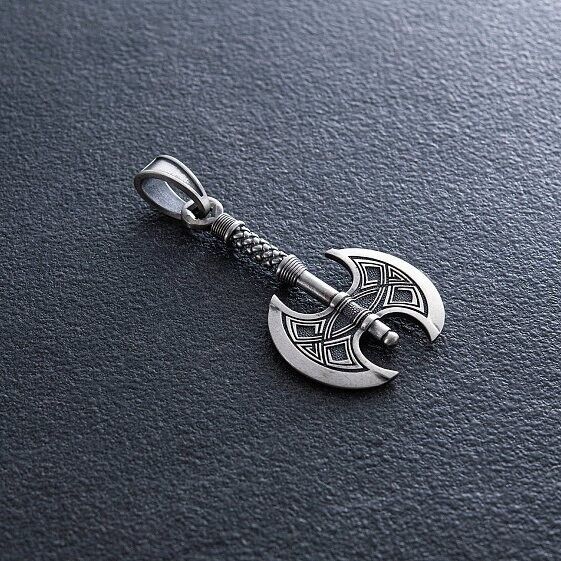 13.1 gr Men's Double Ax Axe Viking Norse Art Necklace Pendant Silver 925