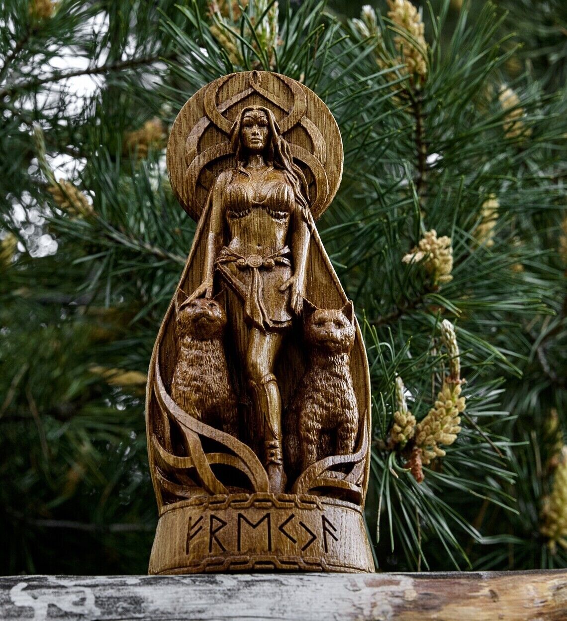 Freya God Viking Wooden carved statue Pagan Paganism God Altar Sculpture Gift
