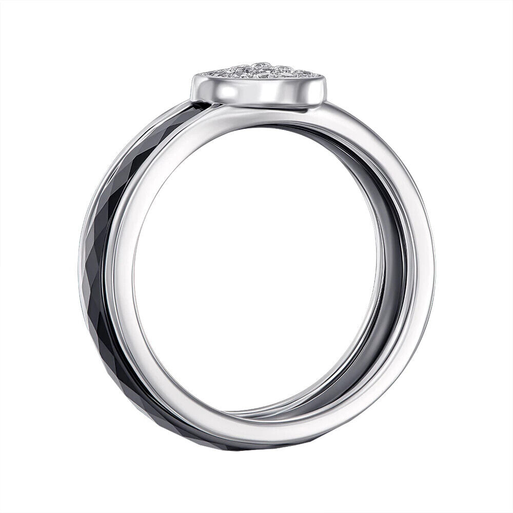 New Silver 925 Ceramics Ring - Stones Gift Jewelry Charm Fashion Style Women