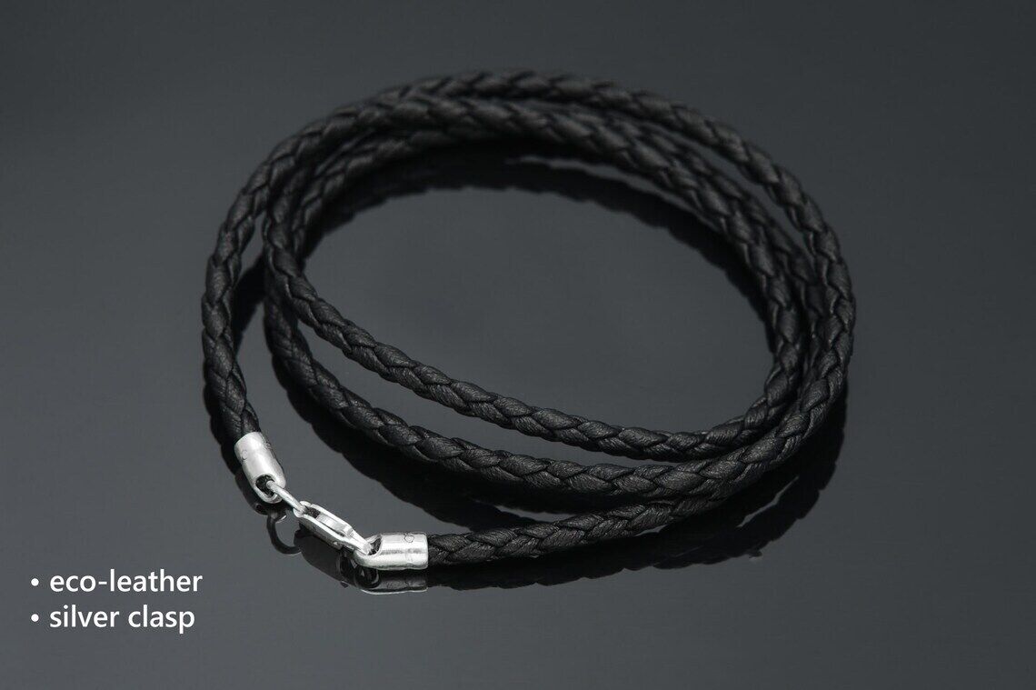 Men Tryzub Silver Pendant Ukrainian Trident Necklace Sterling UA Cord Silver 925