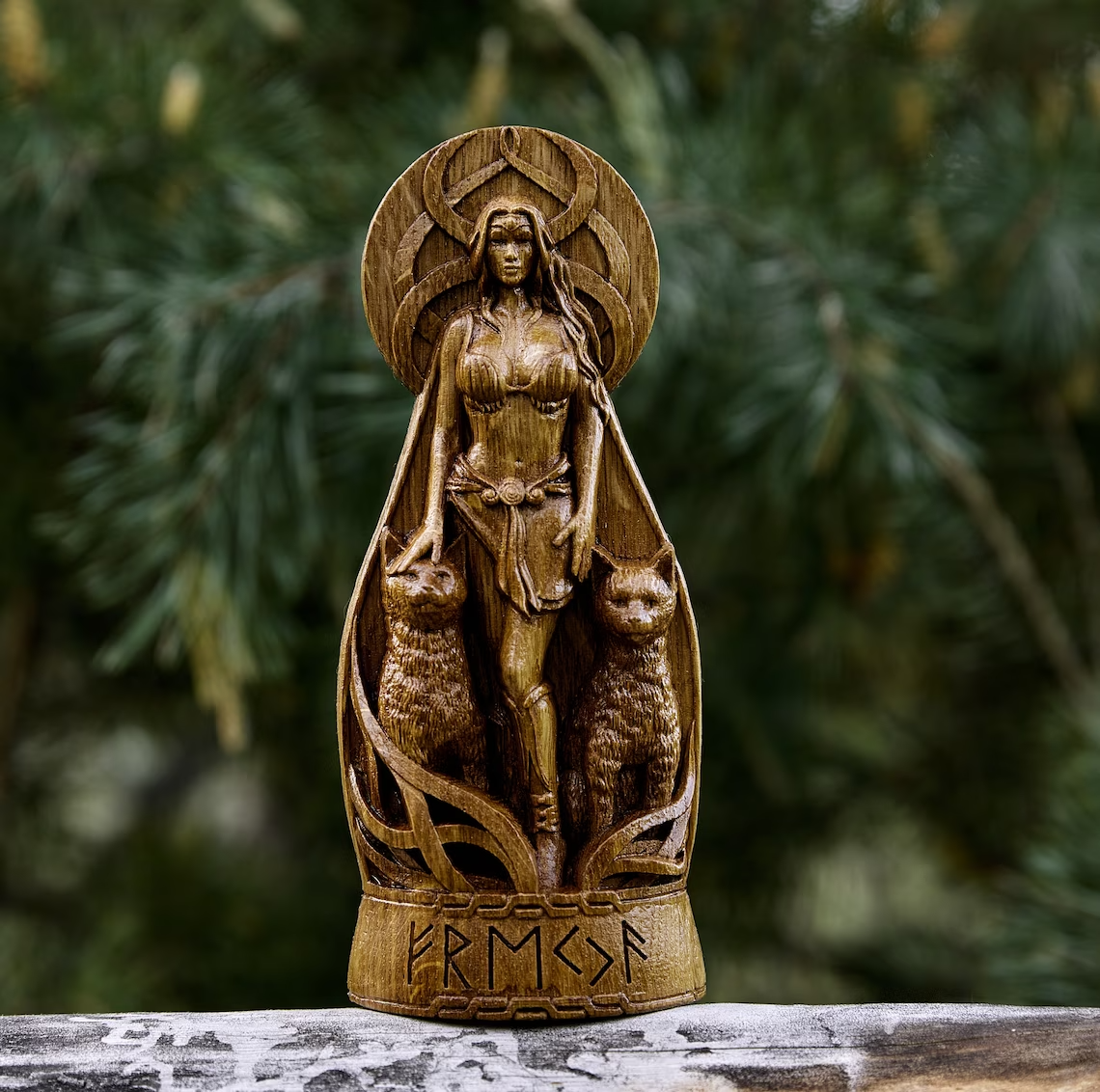 Freya God Viking Wooden carved statue Pagan Paganism God Altar Sculpture Gift