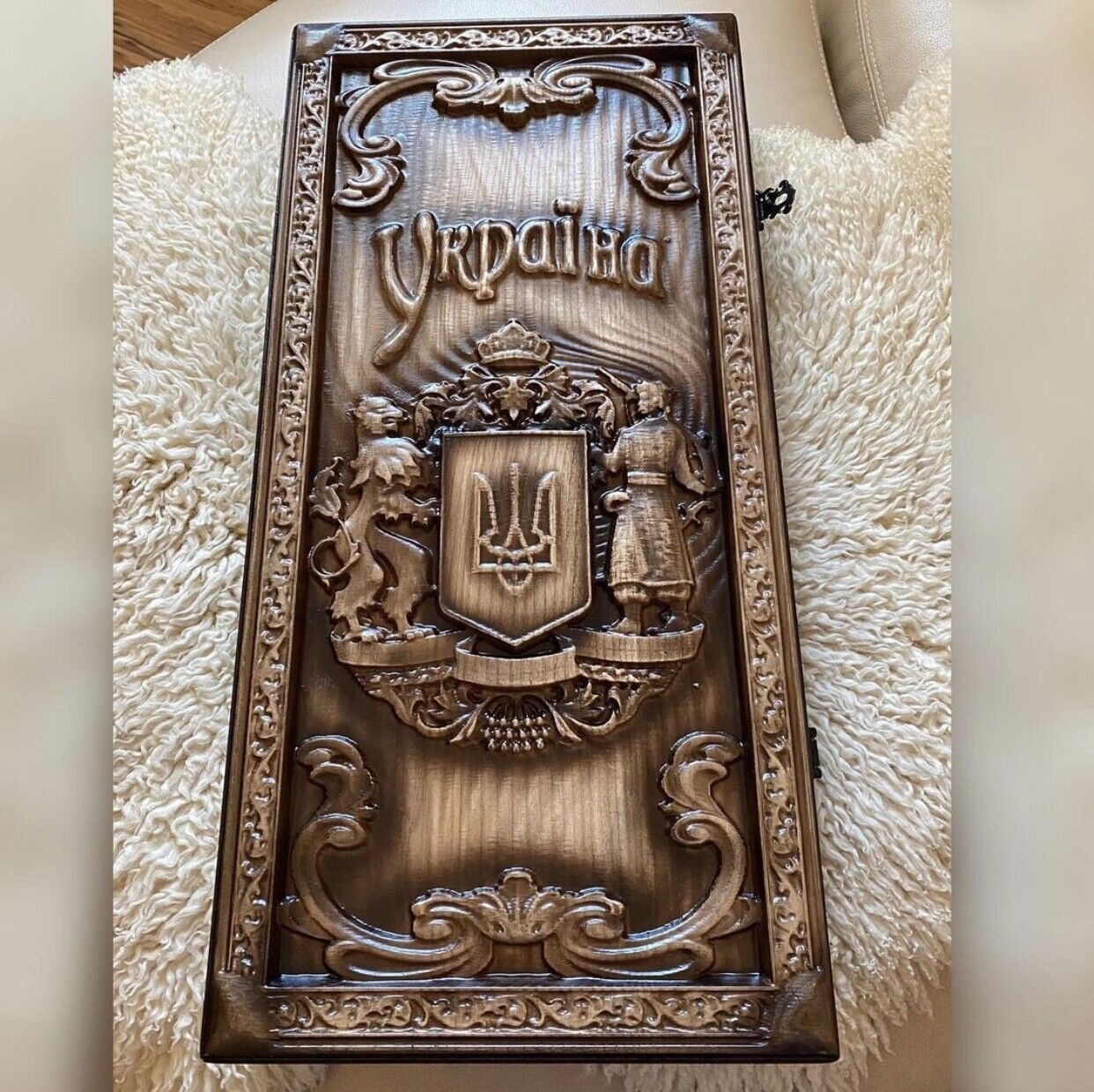 Exclusive Backgammon "Ukraine" – A Handcrafted Tribute to Ukrainian Heritage and Strategy (58x28cm / 22.8x11 inches)