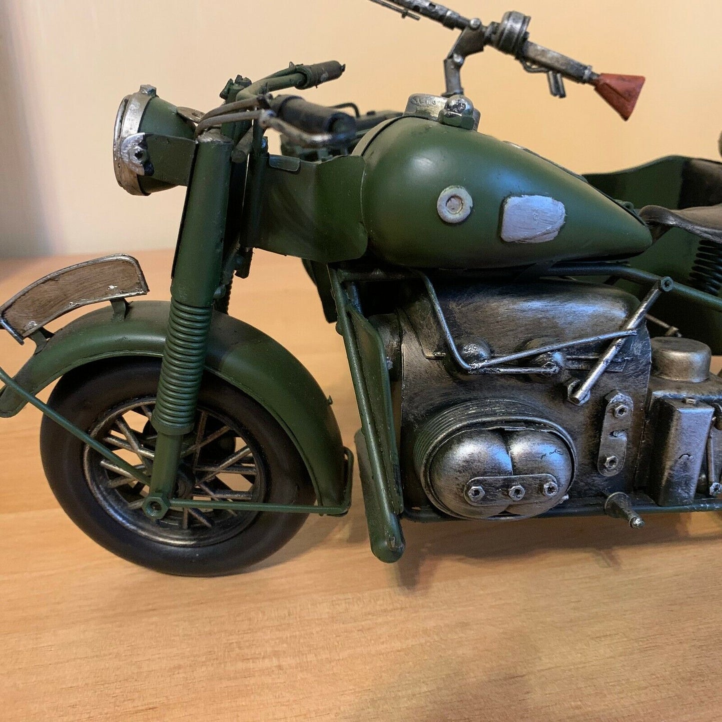 13.5" Amazing Motorcycle Scale Model German Deutsch Vintage WWll Handmade Vintag