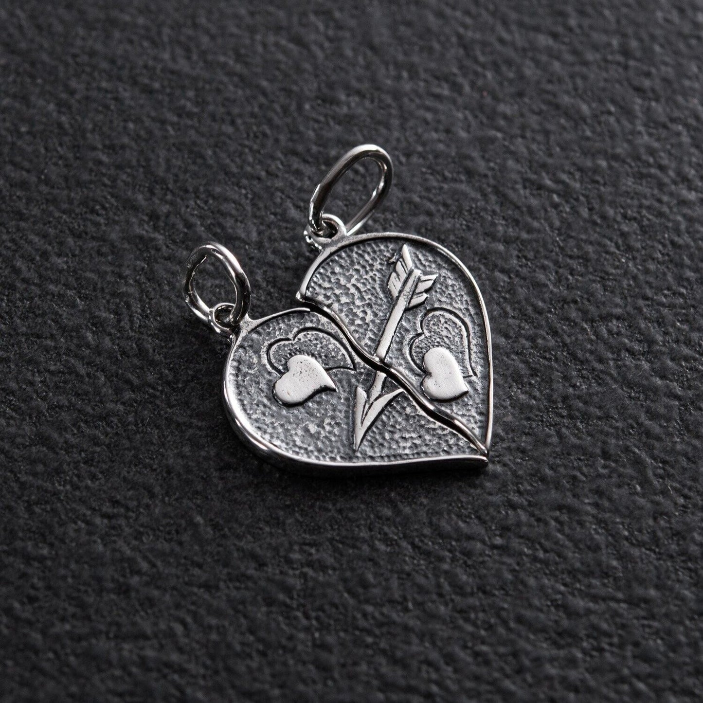 Pendant Heart Two Part For Two Lovers Necklace Jewelry Silver 925 - I love you