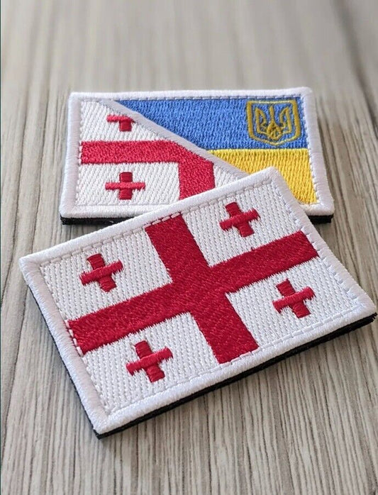 Lot of 2-Ukraine Patch - ZSU - military Flag Ukraine+Georgia flag 2022