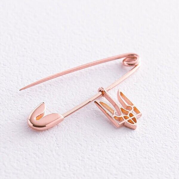 Pin & Pendant Ukrainian Trident Tryzub Ukraine Necklace Jewelry 14k gold (585)
