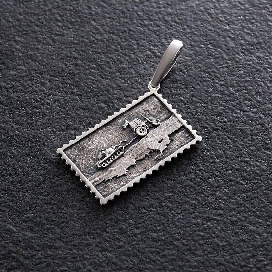 Pendant Ukrainian Trident Warrior Tractor Tank Ukraine Necklace Jewelry Silver